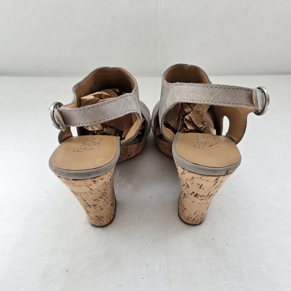Franco Sarto Gabriel Gray Suede‎ Platform Wedge Sandal Shoes Size 8